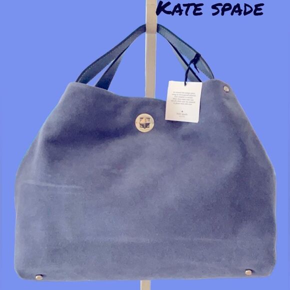 KATE SPADE NWT WILLA STARDUST BLUE SUEDE HAND SHOULDER HOBO BAG PURSE - Picture 1 of 12